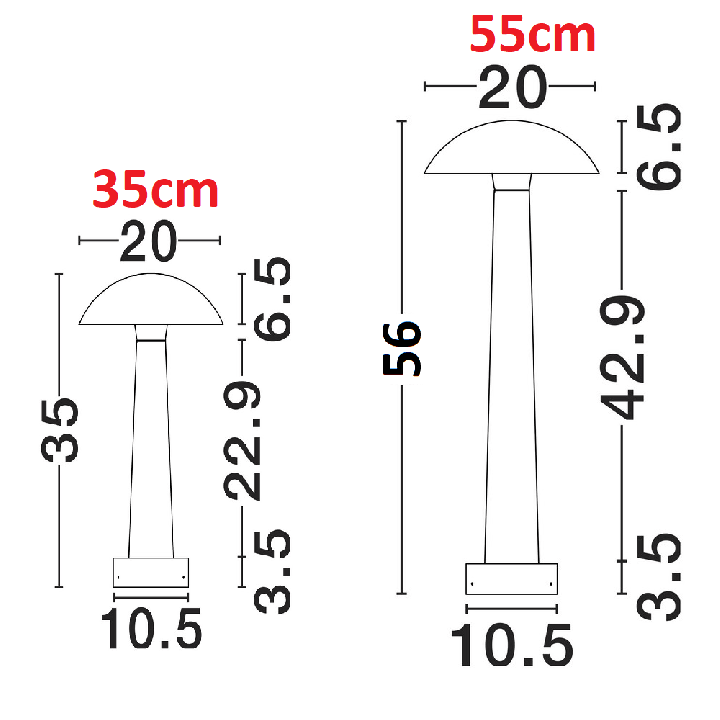 LUCES BERJA LE62059/60/1/2 LED garden standing lamp 7W IP65 mushroom