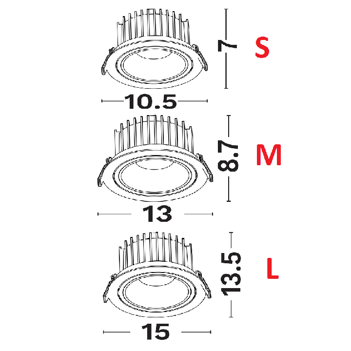LUCES CHINCH LE62305/6/7/8/9 adjustable LED recessed fixture 3 sizes