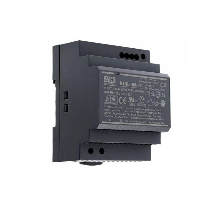Zasilacz Mean Well na szyny DIN HDR moc 60W, 100W, 150W napięcie 48V