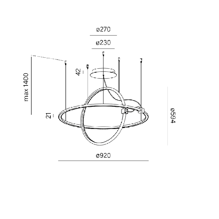 AQFORM BUCLO giro LED 59061 pendant lamp with two hanging rings