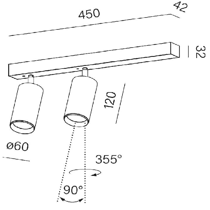 AQFORM PET midi asymmetry LED 47058 spotlight x2 double 17W