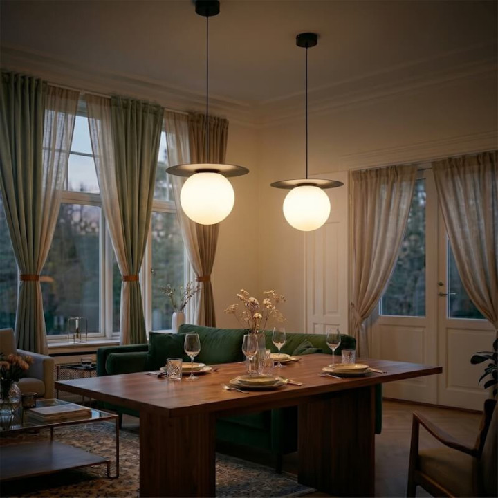ELKIM GLOBE/Z LED sphere pendant lamp, 20 cm or 30 cm, black, 3000K