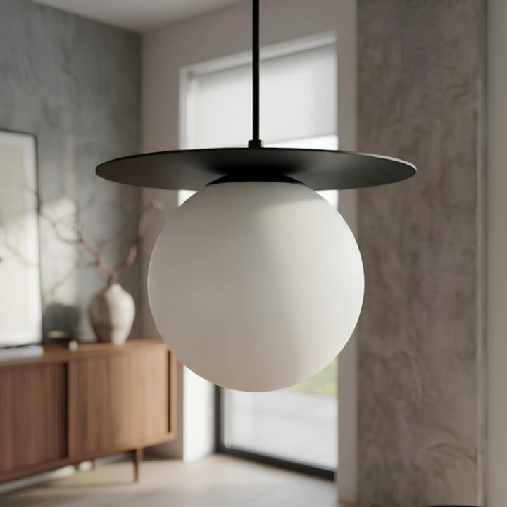 ELKIM GLOBE/Z LED sphere pendant lamp, 20 cm or 30 cm, black, 3000K
