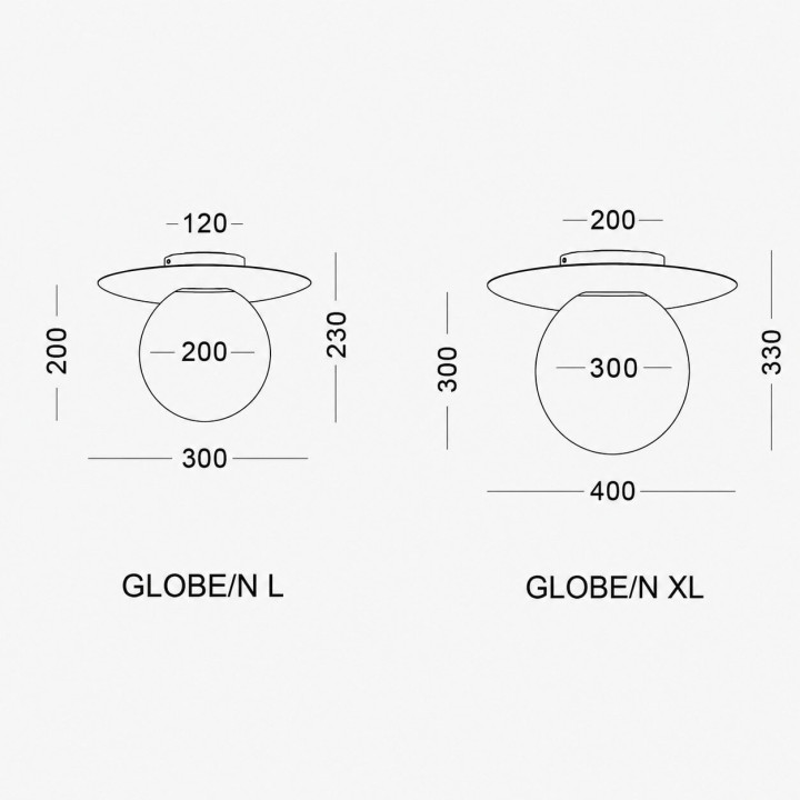 ELKIM GLOBE/N LED sphere ceiling light 20cm or 30cm black 3000K