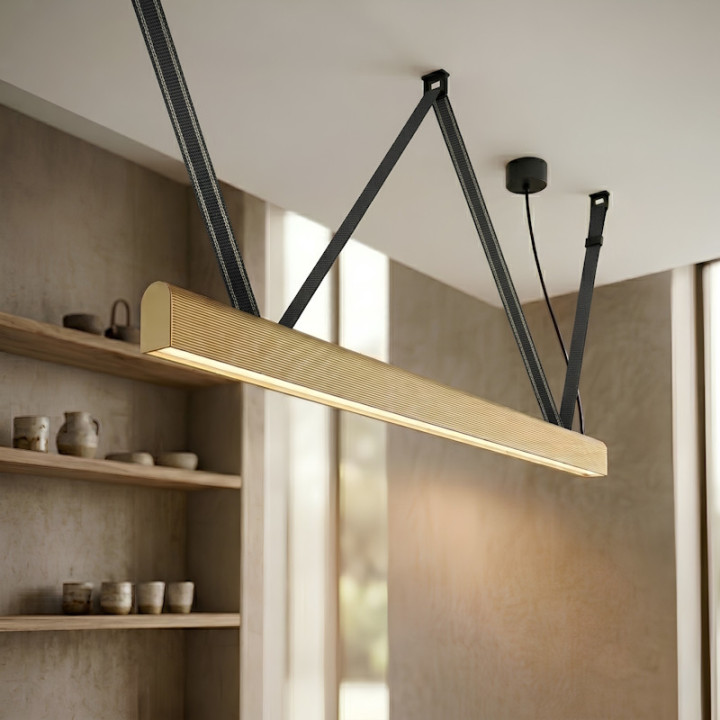 ELKIM FURRO STRIP A TYPE W pendant lamp white, black, gold 60&ndash;233cm