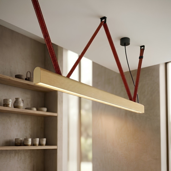 Lampa wisząca ELKIM FURRO STRIP A TYP W biała, czarna, złota 60-233cm