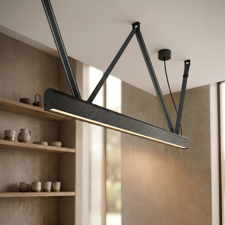 Lampa wisząca ELKIM FURRO STRIP A TYP W biała, czarna, złota 60-233cm
