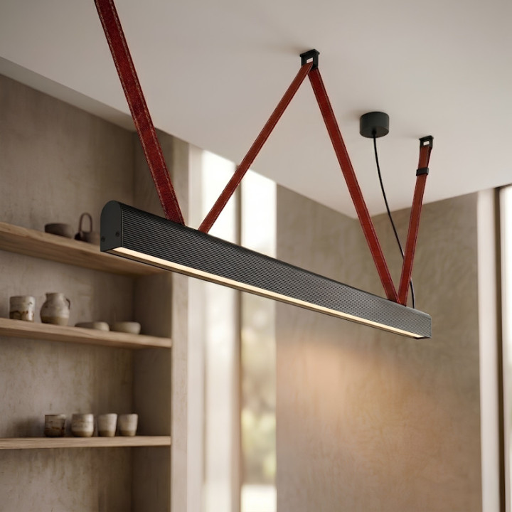 Lampa wisząca ELKIM FURRO STRIP A TYP W biała, czarna, złota 60-233cm