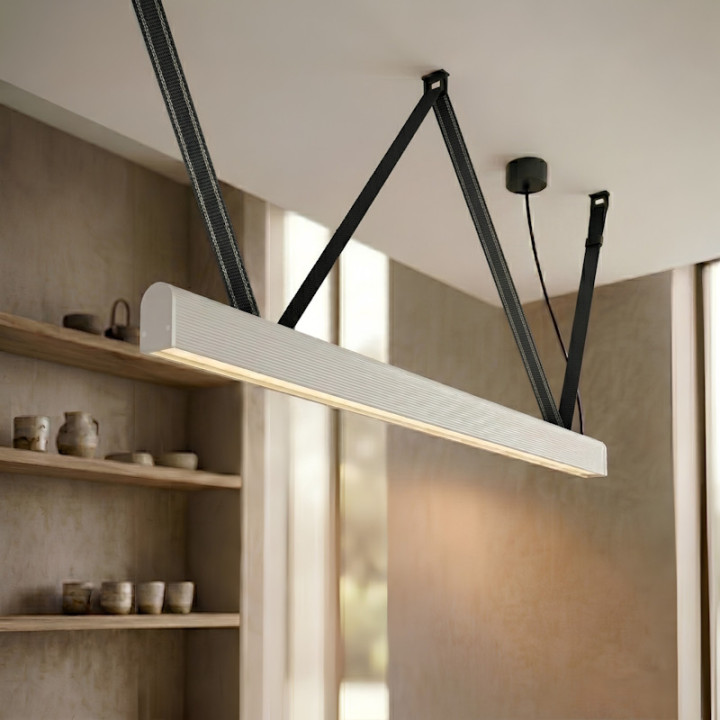 Lampa wisząca ELKIM FURRO STRIP A TYP W biała, czarna, złota 60-233cm