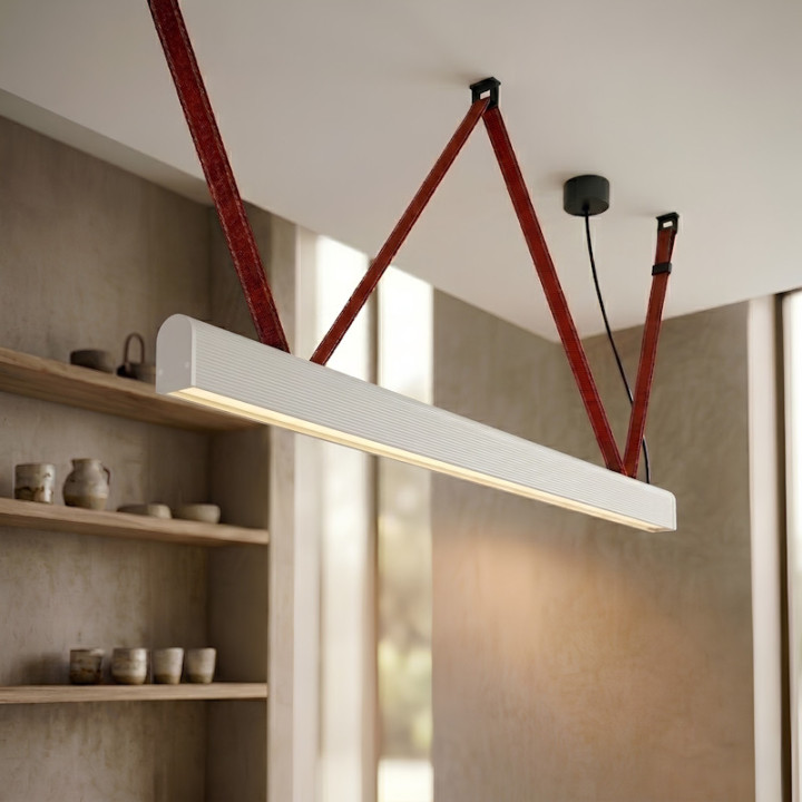Lampa wisząca ELKIM FURRO STRIP A TYP W biała, czarna, złota 60-233cm