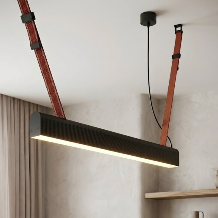 Lampa wisząca ELKIM FURRO STRIP A TYP U 60-233cm biała, czarna, złota