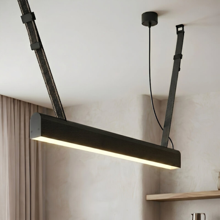 Lampa wisząca ELKIM FURRO STRIP A TYP U 60-233cm biała, czarna, złota