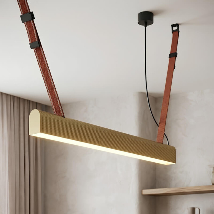 Lampa wisząca ELKIM FURRO STRIP A TYP U 60-233cm biała, czarna, złota