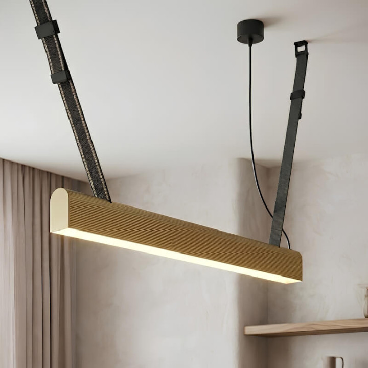 Lampa wisząca ELKIM FURRO STRIP A TYP U 60-233cm biała, czarna, złota
