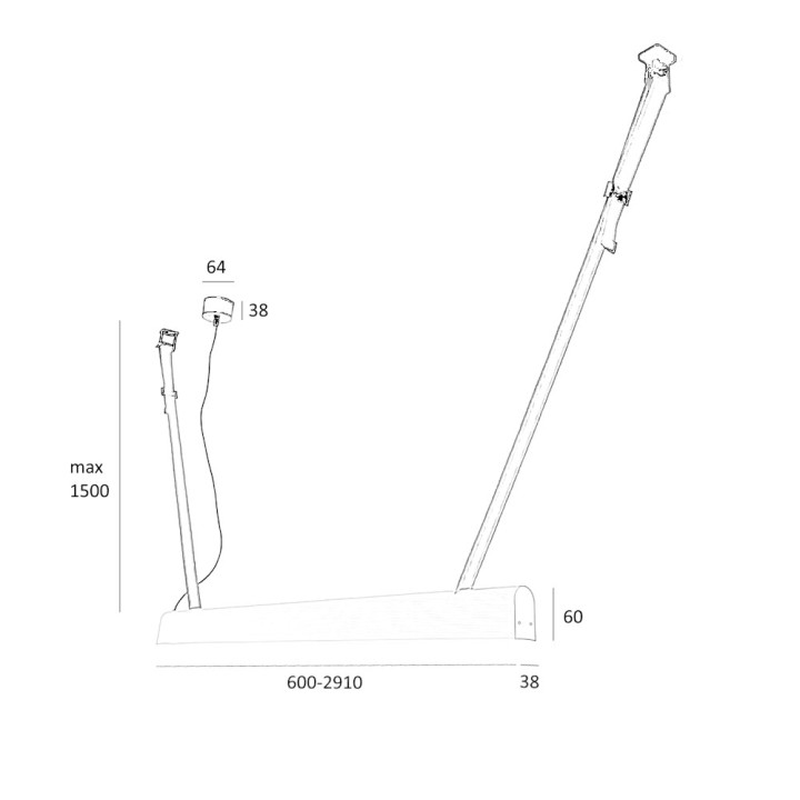 Lampa wisząca ELKIM FURRO STRIP A TYP U 60-233cm biała, czarna, złota