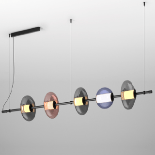 AQFORM BEADS horiz line LED pendant 57991 5 glass shades