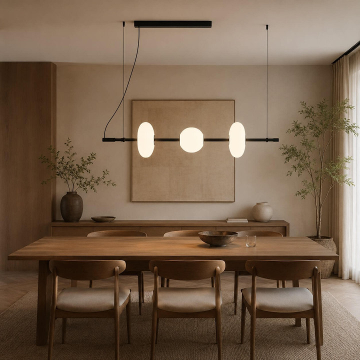 AQFORM BEADS horiz line LED pendant 57990 3 glass shades
