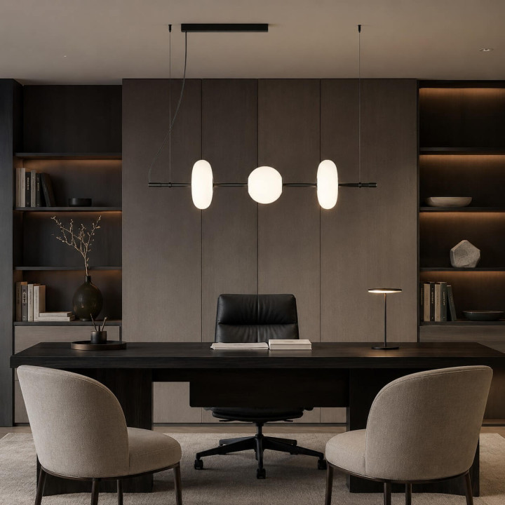 AQFORM BEADS horiz line LED zwieszany 57990 szklane 3 białe klosze