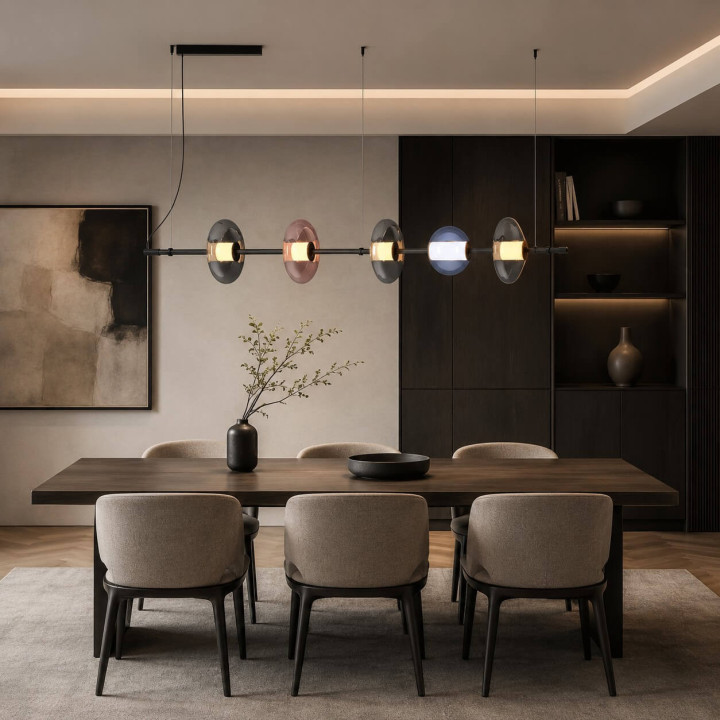 AQFORM BEADS horiz line LED pendant 57991 5 glass shades