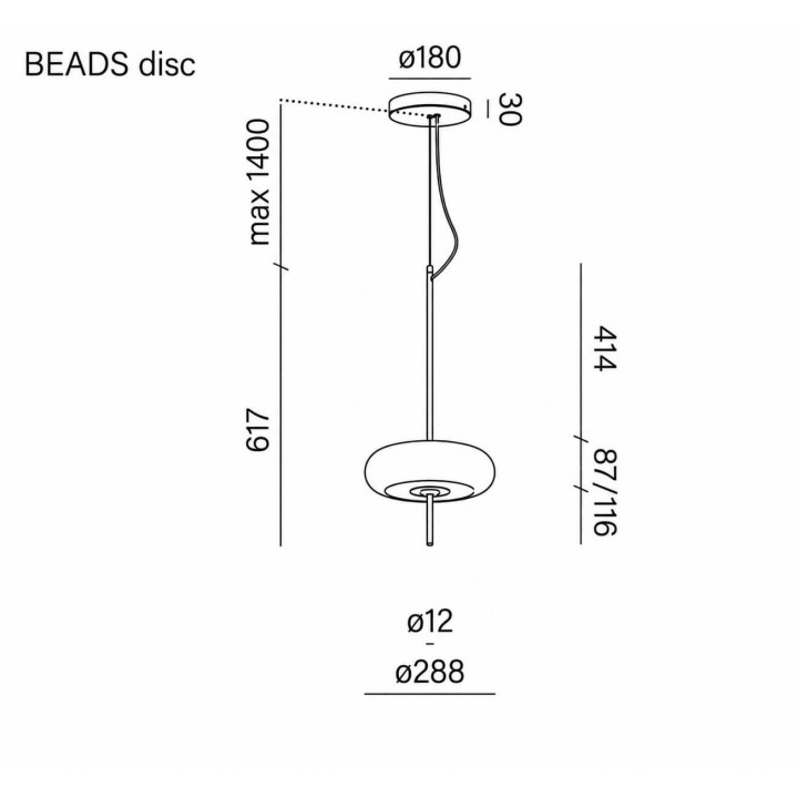 AQFORM BEADS disc LED 59994 suspended glass disc, 2700K&ndash;4000K