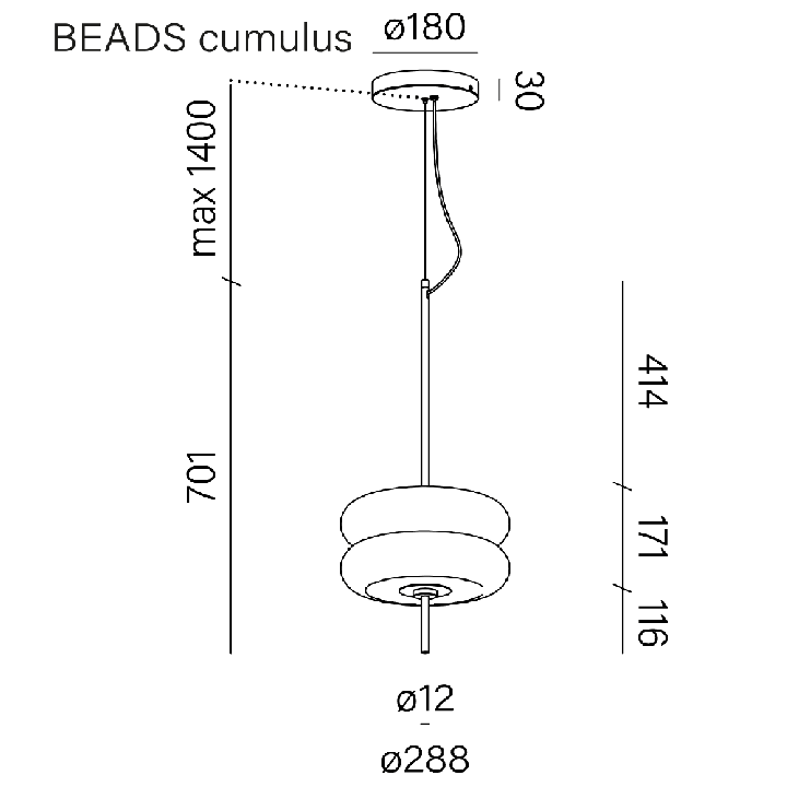 AQFORM BEADS cumulus LED pendant light 59996 8 colors, 4 glass shades