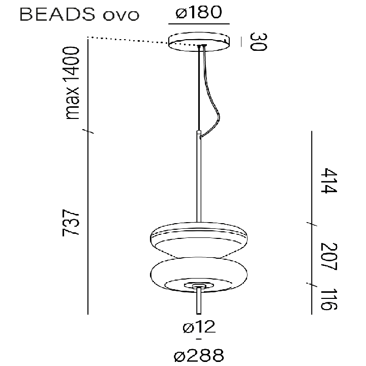 AQFORM BEADS ovo LED 59995 pendant light &ndash; choice of 2 glass shades