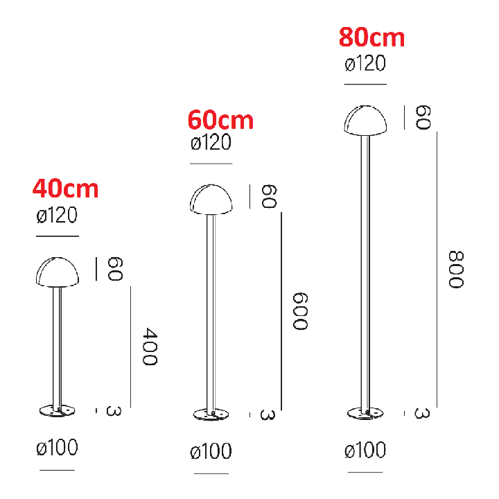 AQFORM KYO LED 24V LED garden bollard IP65 40/60/80 cm black, rust