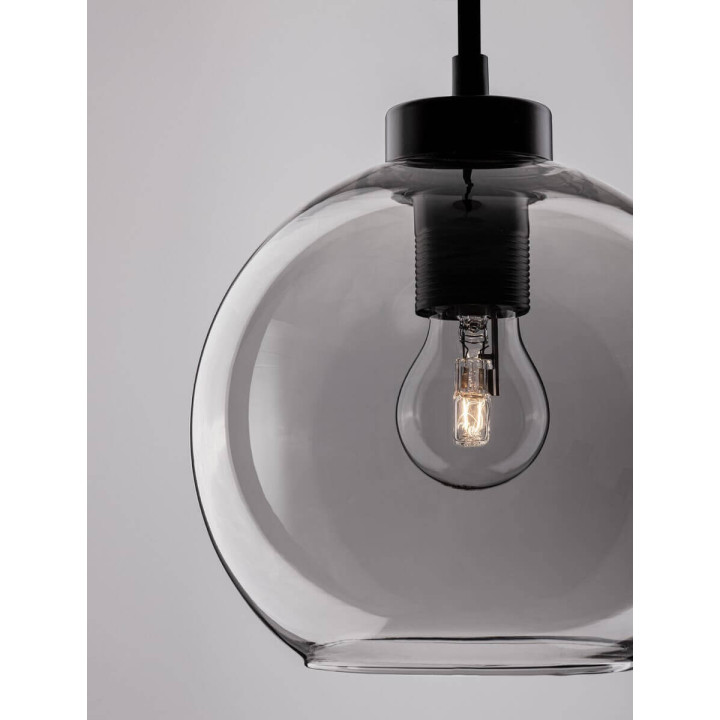 LUCES REPOS LE42649 smoked glass and black metal pendant lamp