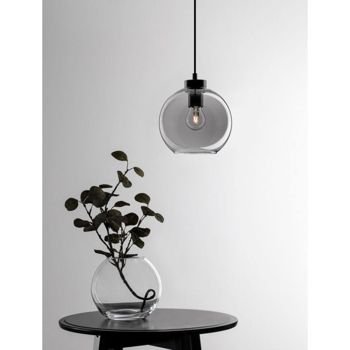 LUCES REPOS LE42649 czarna lampa wisząca kula z dymionego szkła