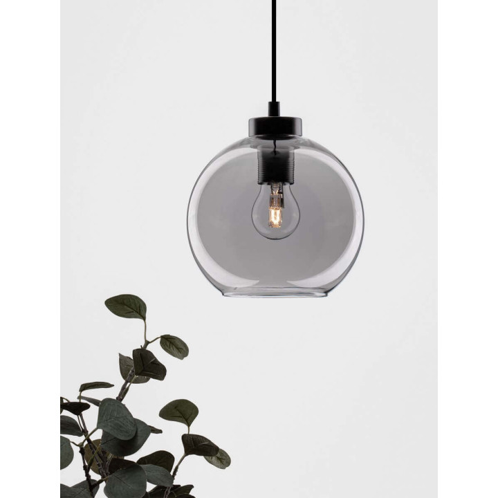 LUCES REPOS LE42649 czarna lampa wisząca kula z dymionego szkła