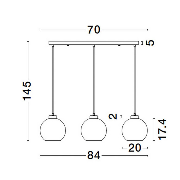 LUCES REPOS LE42651 lampa wisząca 3 klosze z dymionego szkła
