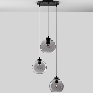 LUCES REPOS LE42650 pendant lamp, 3 smoked glass spheres