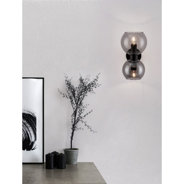 LUCES REPOS LE42648 wall lamp, 2 smoked glass spheres