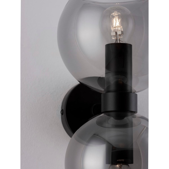 LUCES REPOS LE42648 wall lamp, 2 smoked glass spheres