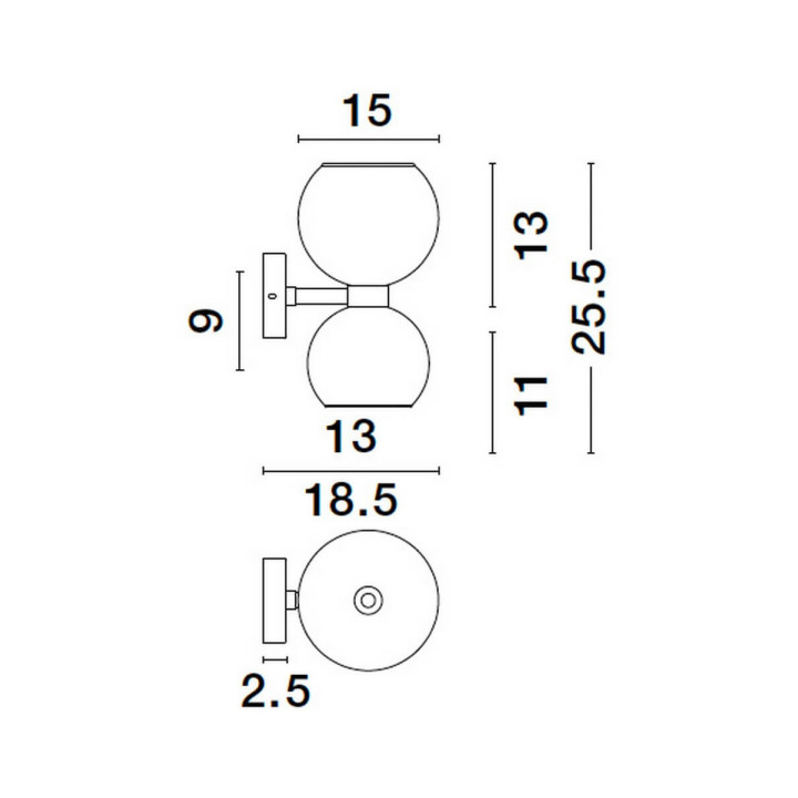 LUCES REPOS LE42648 kinkiet 2 szklane kule z dymionego szkła