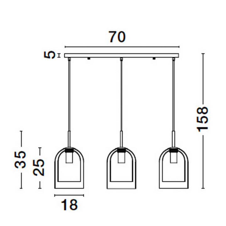 LUCES BONAO BONAO LE42641/4 potr&oacute;jna lampa wisząca z podw&oacute;jnego szkła