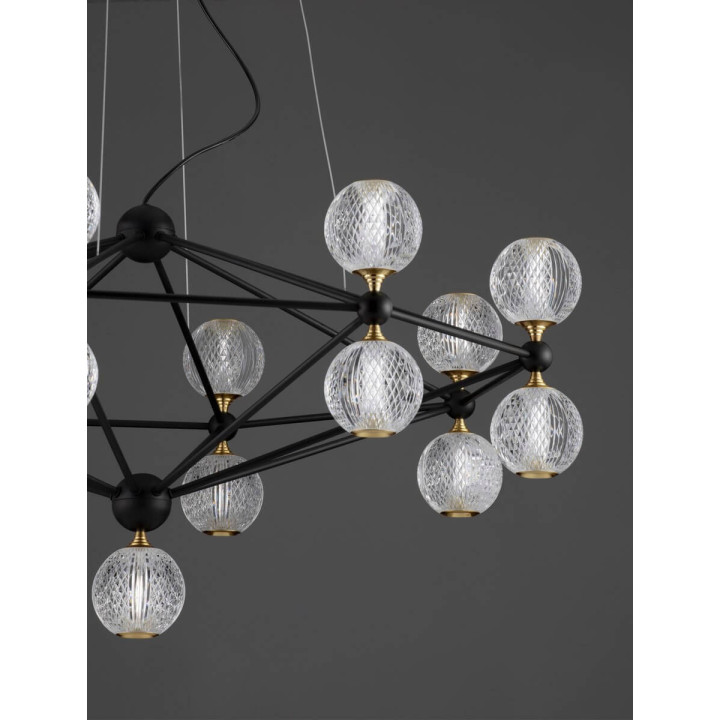 LUCES BOYA LE42740 black LED pendant light with spheres, 3000K