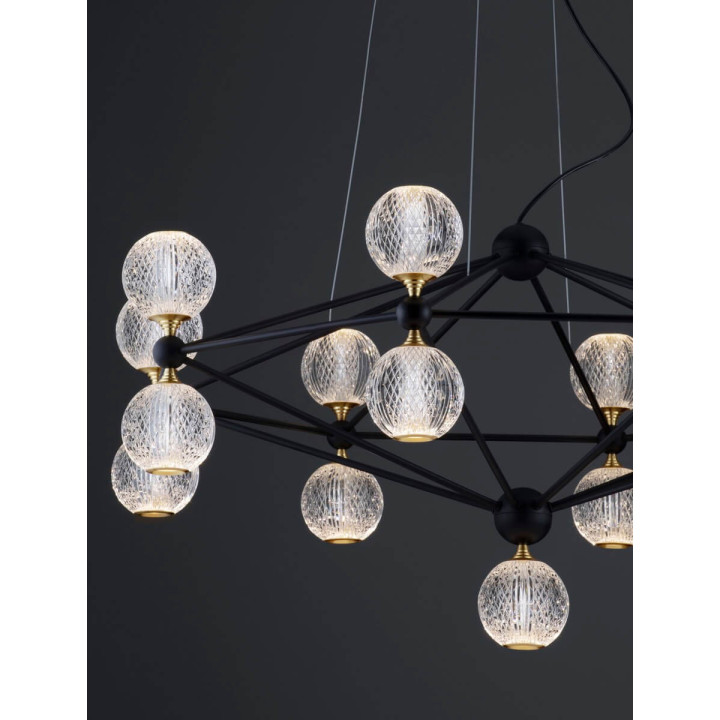 LUCES BOYA LE42740 black LED pendant light with spheres, 3000K