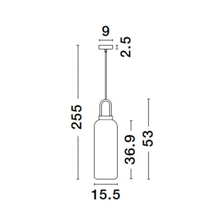 LUCES BANES LE42652 E27 pendant lamp, glass tube shade