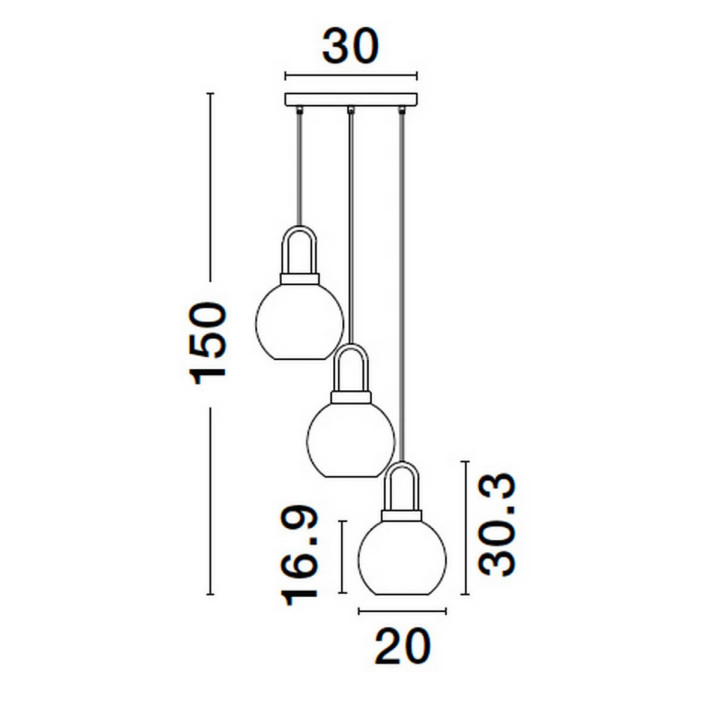 LUCES BANES LE42655 lampa wisząca z 3 szklanymi kloszami