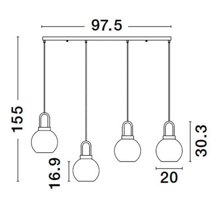 LUCES BANES LE42654 podłużna lampa wisząca 4xE27 nad st&oacute;ł i wyspę