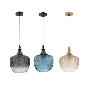 LUCES BURGOS LE41916/7/8 lampa wisząca, szklany klosz wz&oacute;r jodełki