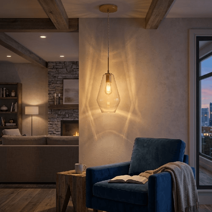 LUCES TULUA LE41796 lampa wisząca, geometryczny przezroczysty klosz