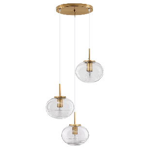 LUCES HAINA LE42646 gold pendant lamp with fluted glass shades