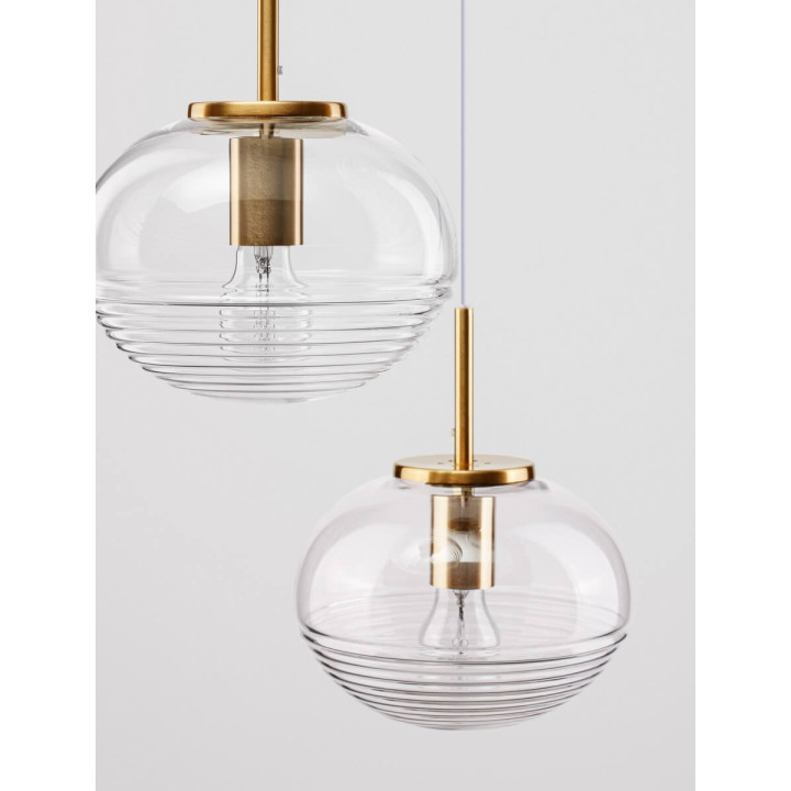 LUCES HAINA LE42646 gold pendant lamp with fluted glass shades
