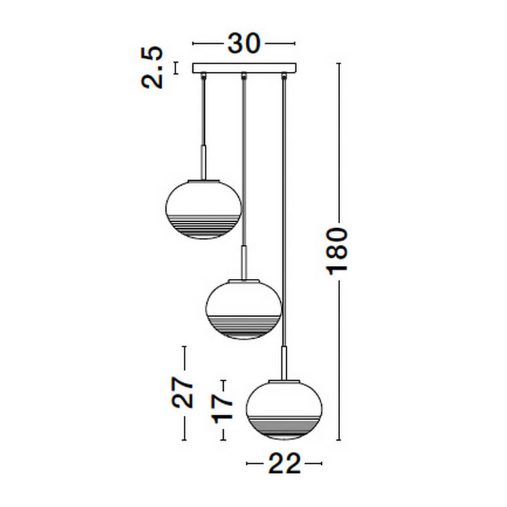 LUCES HAINA LE42646 gold pendant lamp with fluted glass shades