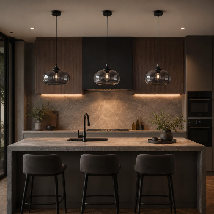 LUCES CANTOS LE41941 E27 pendant lamp with a smoked glass shade