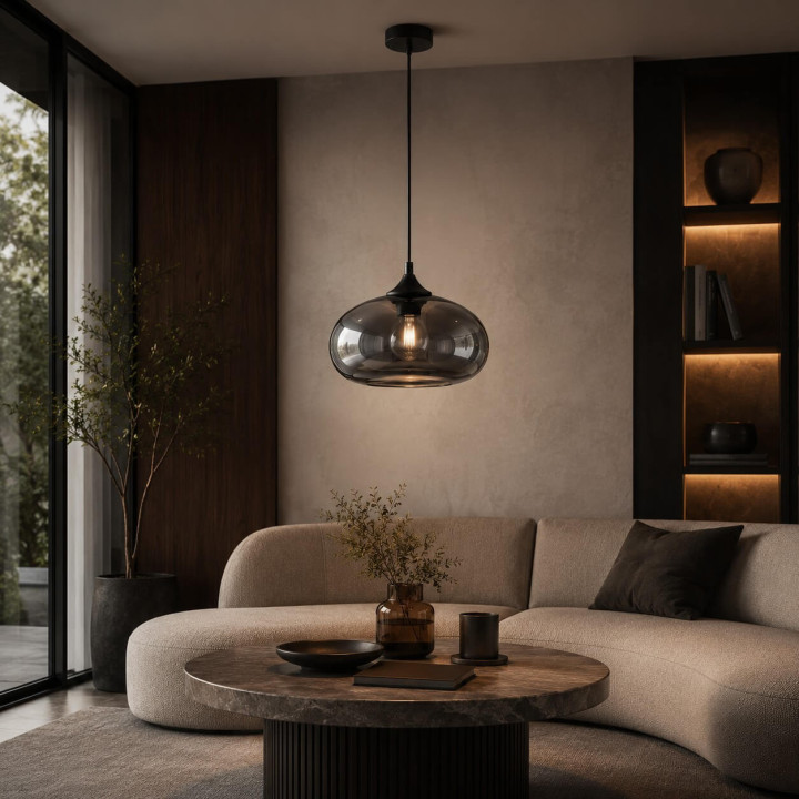 LUCES CANTOS LE41941 lampa wisząca E27 z przydymionym kloszem