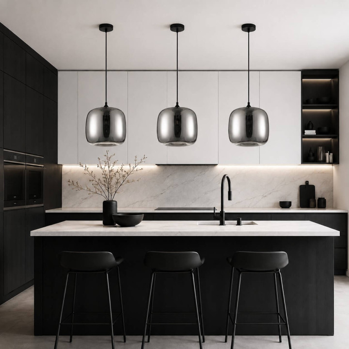 LUCES CANTOS LE41943 designer pendant lamp with smoked glass shade