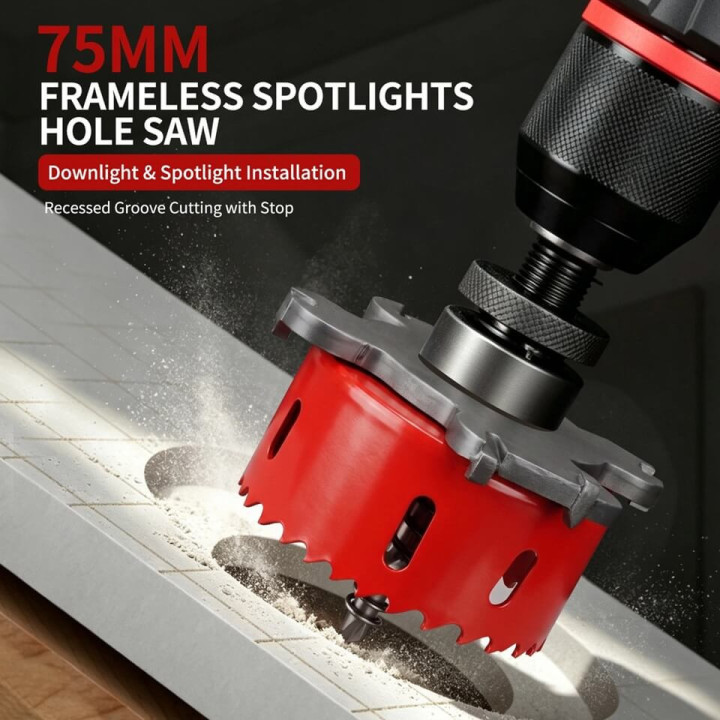 SLED 54017 otwornica 75mm z dodatkowym frezem pod oprawy typu trimless